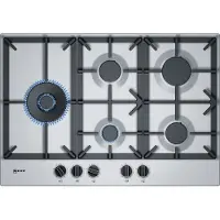 NEFF T27DS79N0, Edelstahl, Integriert, 75 cm, Gaskochfeld, Gusseisen, 5 Zone(n)