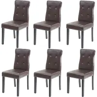 MCW 6er-Set Esszimmerstuhl MCW-E58, Stuhl Essstühle Kunstleder braun, dunkle Beine