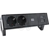 Bachmann DESK2 Steckdoseneinheit schwarz 2xSchuko1x USB A und C 22W Charger