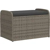 vidaXL Sitzbank mit Stauraum & Kissen Grau 80x51x52 cm Poly Rattan
