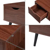 En.casa Couchtisch ‘Markaryd’ mit Schublade 110 x 50 x 40 cm Walnuss-Optik