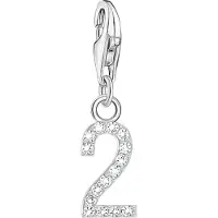 Thomas Sabo Charm-Anhänger Zahl 2 mit weissen Steinen Silber