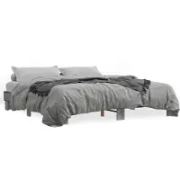 vidaXL Bettgestell Grau Sonoma 200x200 cm Holzwerkstoff und Metall