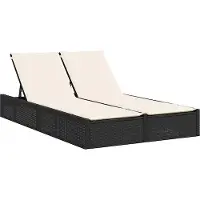 vidaXL Doppel-Sonnenliege mit Kissen Schwarz Poly Rattan