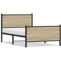 vidaXL Metallbett ohne Matratze Sonoma-Eiche 183x213 cm