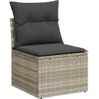 vidaXL 6-tlg. Garten-Sofagarnitur mit Kissen Hellgrau Poly Rattan