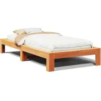 vidaXL Massivholzbett ohne Matratze Wachsbraun 140x190 cm Kiefernholz