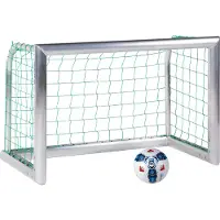 Sport-Thieme Mini-Fußballtor "Professional Kompakt", Alu-Naturblank, Inkl. Netz, blau (MW 4,5 cm), 2,40x1,60 m