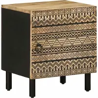 vidaXL Nachttisch Nachtschrank Nachtkommode Nachtkonsole Schwarz Raues Mangoholz