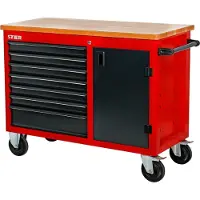 Stier Fahrbare Werkbank, mit 7 Schubladen und Tür, 925x1120x520 mm, in Dunkelgrau