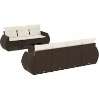 vidaXL 8-tlg. Garten-Sofagarnitur mit Kissen Braun Poly Rattan