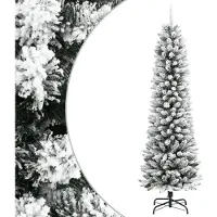vidaXL Künstlicher Weihnachtsbaum Schlank mit Schnee 240 cm PVC & PE