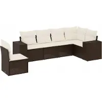 vidaXL 6-tlg. Garten-Sofagarnitur mit Kissen Braun Poly Rattan