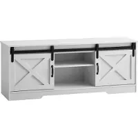 Wohnling Lowboard Weiß 150x59,5x39,5 cm TV-Kommode Landhaus-Stil Modern TV-Schrank Hoch Fernsehtisch Fernsehschrank mit zwei Schiebe-Türen