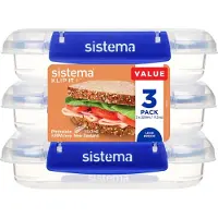 Sistema Brotdose - Square Clip it Plus - 3er-Pack - 520 ml - Bla - - One Size - Brotdosen