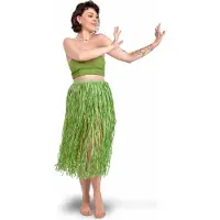 Party Deco Raffia Rock Hawaii Grün, 77 cm