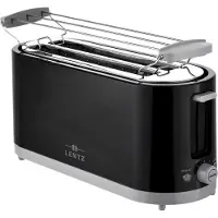 Lentz 4-Scheiben Langschlitztoaster mit 7 Bräunungsstufen und Brötchenaufsatz Familientoaster, Schwarz