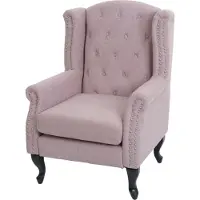 Mendler Sessel Chesterfield Oxford, Relaxsessel Clubsessel Ohrensessel, wasserabweisend Stoff/Textil hellrosa ohne Ottomane