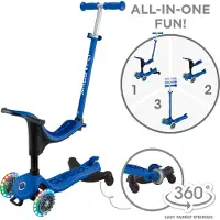 Globber 3in1 Aufsitzrad, Laufrad, Scooter GO-UP SPORTY LIGHTS 360 in dunkelblau | Gr.: onesize
