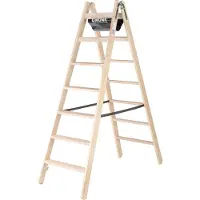 MUNK Günzburger Steigtechnik MUNK Holz Stufen-Stehleiter 2x7 Stufen