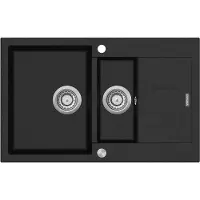 Concept DG205C60BC, Aufsatzwanne, Rechteckig, Granit, Schwarz, 2 Becken, 330 x 436 mm