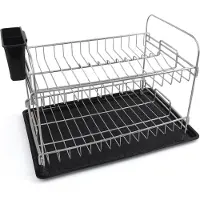 Hermia Concept , Hochwertiger Geschirrständer (2 Stück), Chrom, 47 x 32 x 31 cm | 100% Metall, Stärke: 2,5-5 mm | Ideal für moderne Küchen, elegant und funktional.
