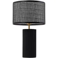 LINDBY Tischleuchte Sorscha, schwarz, Eisen, Ø 26 cm