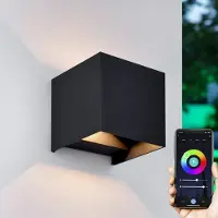 LumenXL Smarte Außenwandleuchte Daisy mit Tuya WLAN - Mattschwarz mit integrierter LED