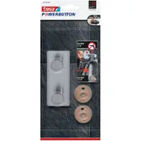 TESA Powerbutton Hakenleiste Classic, Edelstahl, 2 oder 3 Haken, hält bis max. 12 kg, 2 Haken