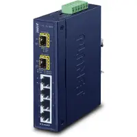 Planet 4 Port 10/100/1000MbpsBase-T + 2 SFP Industrial Ehternet Switch, (-40øC - 75øC), Unmanaged, Gigabit Ethernet (10/100/1000), Vollduplex, Wandmontage
