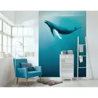 Overig Vliestapete "Digitaldruck Vlies - Artsy Humpback Whale - Größe 200 x 280 cm" bedruckt glatt Kinderzimmer