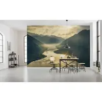 Overig Vliestapete "Digitaldruck Vlies - Gold Mountains - Größe 400 x 250 cm" bedruckt glatt Wohnzimmer, Schlafzimmer