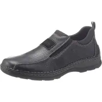 Rieker Slip-On Sneaker , Herren, Gr. 44, Textil, schwarz, Leder, Textil, unifarben, Schuhe Slip-On Sneaker, Slipper, Schlupfschuh, Halbschuh, Freizeitschuh mit Stretcheinsätze, Topseller