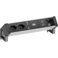 Bachmann 937.310 DESK2 ALU BLACK 2xCH T13 1xCM 1xUSB A/C 22W 0,2m 937310