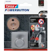 TESA Powerbutton Haken Classic, Edelstahl, eckig