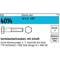Reyher Sechskantschraube ISO 4014 m.Schaft M 22 x 180 A 2-70