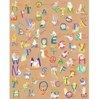 Overig Vliestapete "Digitaldruck Vlies - Animals A-Z - Größe 200 x 250 cm" bedruckt glatt Wohnzimmer, Schlafzimmer