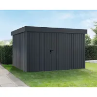 Hörmann Ecostar, Metall-Gerätehaus "Euroline Trend" mit Flachdach EFD 14, anthrazitgrau, 310 x 310 cm, 1-flüglige Tür