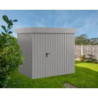 Hörmann Ecostar, Metall-Gerätehaus "Euroline Trend" mit Flachdach EFD 4, graualuminium, 214 x 166 cm, 1-flüglige Tür