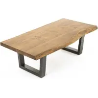 ByLiving Couchtisch Judy, Breite 120 cm, Massivholz Akazie mit Baumkante, Gestell Metall schwarz