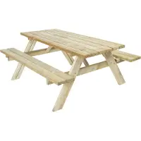 Axi Julie Picknicktisch aus Holz in Naturfarben für 6 Personen | Picknick Tisch / Picnic Table / Picknickbank für Erwachsene | Set für den Garten | 177 x 154 cm