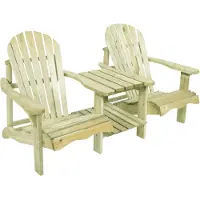 Axi Valerie Doppelter Gartenstuhl mit Tisch aus Holz in Naturfarben | Garten Loungesessel / Sonnenstuhl / Loungestuhl für 2 Personen mit Armlehne | 175 cm