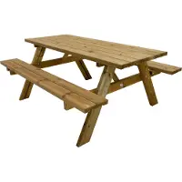 Axi Julie Picknicktisch aus Holz in Braun für 6 Personen | Picknick Tisch / Picnic Table / Picknickbank für Erwachsene | Set für den Garten | 177 x 154 cm