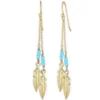 Elli Ohrringe Hänger Feder Bead Boho Hippie Festival 925 Silber Elli Gold