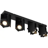 Globo Lighting Strahler Metall schwarz matt, Aluminium schwarz matt, Dreh-/Schwenkbar, LxBxH: 612x84x157mm, exkl. 4x GU10 5W 230V