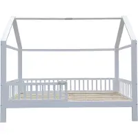 HOME DELUXE - Kinderbett STERNENLAND - 90 x 200 cm, Farbe: Weiß, Kiefernholz, inkl. Rausfallschutz und Tonieboxhalterung I Kinderbettchen Jugendbett Babybett