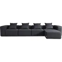 HOME DELUXE - Sofa VERONA - Anthrazit, Größe: XL - ca. 414 x 70 x 207 cm, Sitzhöhe: 46 cm, Sitztiefe: 80 cm, inkl. Kissen I Modulares Sofa Modulsofa Ecksofa Wohnlandschaft