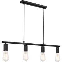 Globo Lighting Hängeleuchte Metall schwarz, Höhe kürzbar, ohne Schirm, LxBxH: 800x52x1200mm, exkl. 4x E27 60W 230V