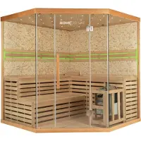 HOME DELUXE Traditionelle Sauna SKYLINE XL BIG Kunststeinwand - 200 x 200 cm