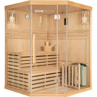HOME DELUXE - Traditionelle Sauna - SKYLINE XL - 150 x 150 x 200 cm - für 2 - 3 Personen, Hemlocktanne, inkl. Saunaofen, Saunazubehör I Dampfsauna Aufgusssauna Finnische Sauna Sauna